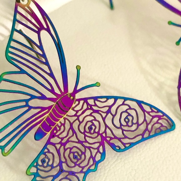 NWT Handmade Holographic Butterfly Earrings - Picture 8 of 8